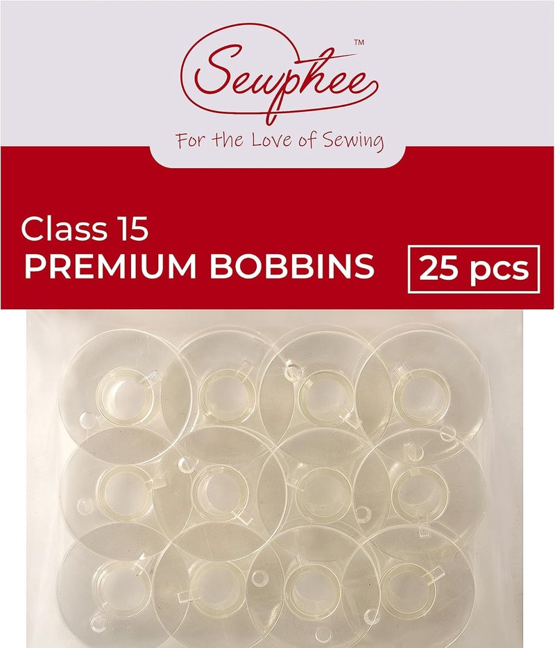 Sewphee 25pcs Premium Class 15 Bobbins – Fits Janome HD3000, Brother, Elna & Kenmore - Compatible with Janome Sewing Machine Accessories, Plastic Bobbins for Sewing Machine, Supplies for Quilters & Hobbyists - Image 1